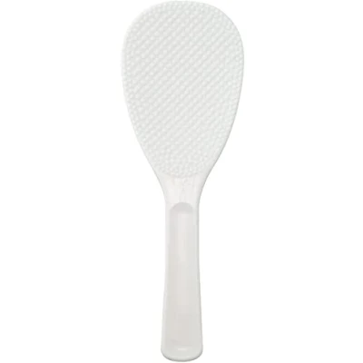 Abbildung von Shamoji Rice Paddle Servierlöffel im japanischen Stil, weißer Kunststoffspatel, hergestellt in Japan, BSY23016 16cm