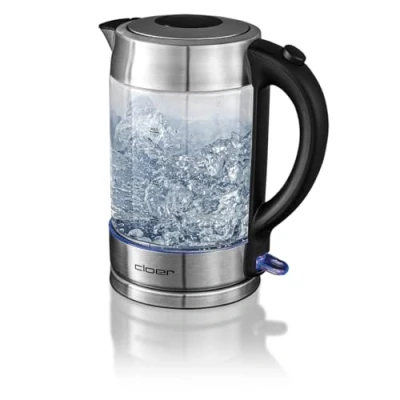 Abbildung von Cloer 4429 Glas Wasserkocher,Testsieger Haus und Garten 02.2019, 2200 Watt, LED Beleuchtung, verriegelter Sicherheitsdeckel, verdecktes Heizelement, 1,7 Liter, Edelstahl, 1.7 liters