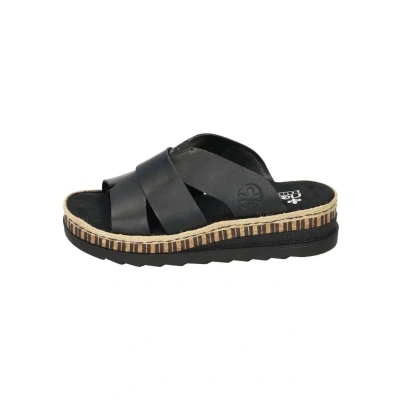 Abbildung von Rieker Damen Pantoletten V7989, Frauen Slipper,Gartenschuhe,Sommerschuhe,sommerclogs,Schlupfschuhe,schluepfschuhe,Slides,schwarz (00),37 EU / 4 UK