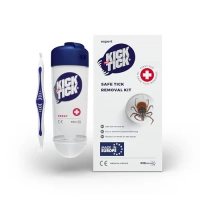 Abbildung von Novokill Kick The Tick Vereisungsspray &amp; Profi Zeckenzange im Zeckenentferner Set über 40 Anwendungen Schmerzfreie Zeckenentfernung auch bei Kindern Zeckenmittel für Hunde Menschen