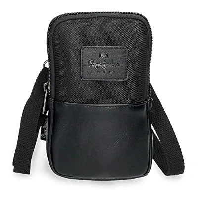 Abbildung von Pepe Jeans Sander Umhängetasche Handyhalter Schwarz 10,5x18x2 cm Polyester mit Kunstlederdetails