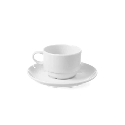 Abbildung von HENDI Tasse Delta 90 ml Ø 6,3 cm Porzellan weiß stapelbar spülmaschinengeeignet, Hotel Gastro Tassen