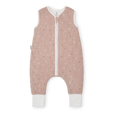 Abbildung von Ehrenkind® Baby Sommerschlafsack mit Füßen Musselin aus weicher OEKO TEX zertifizierter Bio Baumwolle Sommer Schlafsack 1 TOG Gr. 80 Farbe Rose Tropfen