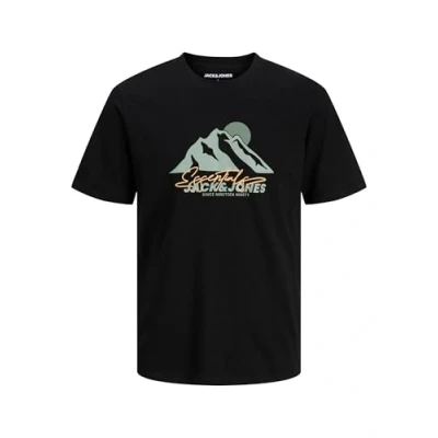 Abbildung von Jack &amp; Jones Tshirt print, Herren, Größe: 5XL, Black