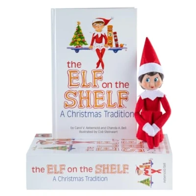 Abbildung von The Elf on Shelf® Eine Weihnachtstradition Mädchen mit Blauen Augen inkl. zauberhaft illustriertem Buch, Erinnerungsbox &amp; offizieller Adoptionsurkunde