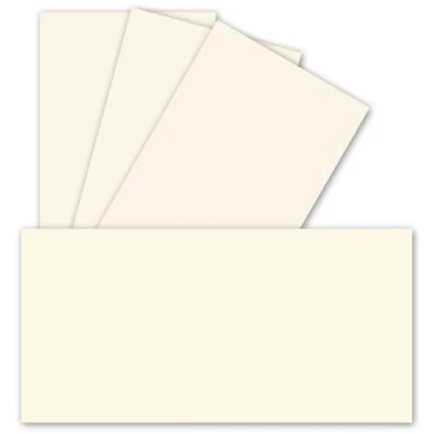 Abbildung von 50 Einzel Karten DIN Lang 9,9 x 21 cm 240 g/m² Vanille Bastelpapier Tonkarton Ideal zum bedrucken für Grußkarten und Einladungen