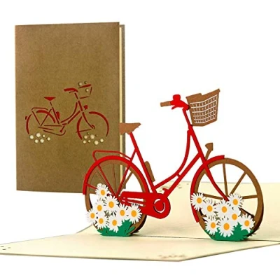 Abbildung von Gutschein Fahrrad, Fahrradtour, Geburtstagskarte originell für Frauen, beste Freundin, Pop up Karte 3D, Geschenkidee, Geschenkgutschein, T19