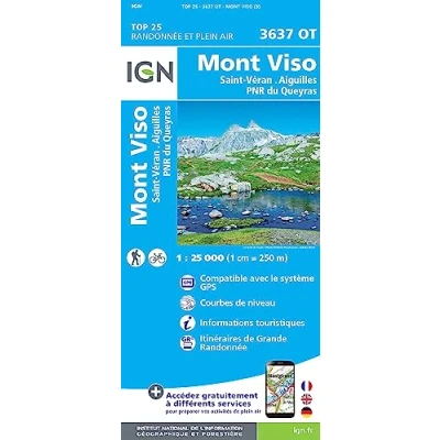 Abbildung von Mont Viso. Saint Véran. Aiguilles. Parc National du Queryras 1:25000 (TOP 25)