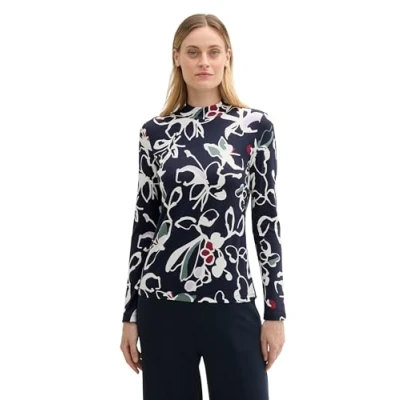 Abbildung von TOM Tailor MIT LENZING ECOVERO Langarmshirt, Damen, Größe: XL, Painterly floral design