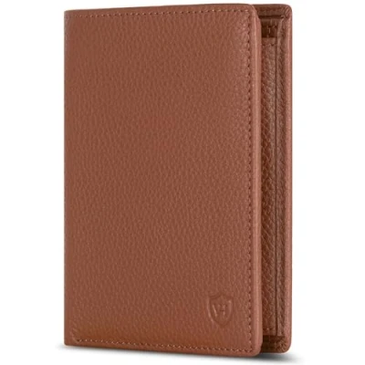 Abbildung von VON HEESEN Leder Geldbörse RFID Schutz I Echtleder Geldbeutel für Damen &amp; Herren Portemonnaie Brieftasche Wallet Portmonee (Cognac Braun)