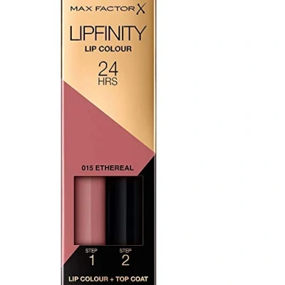 Abbildung von Max Factor Lipfinity Lip Colour Etheral 015 Kussechter Lippenstift mit 24h Halt ohne auszutrocknen, intensiver Farbabgabe, präzisem Applikator &amp; intensiv pflegendem Gloss Top Coat