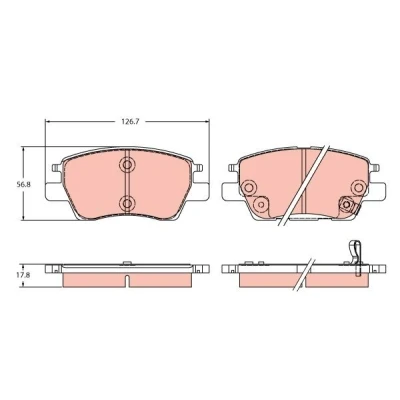Abbildung von TRW GDB2387 Bremsbelagsatz mit akustischer Verschleißwarnung OPEL: Astra K Hatchback, Ampera e, Box Body / Hatchback