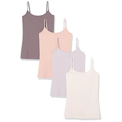Abbildung von Amazon Essentials Damen Mieder mit schmaler Passform, 4er Pack, Hellbeige/Kamelbraun/Lila/Schokoladenbraun, S