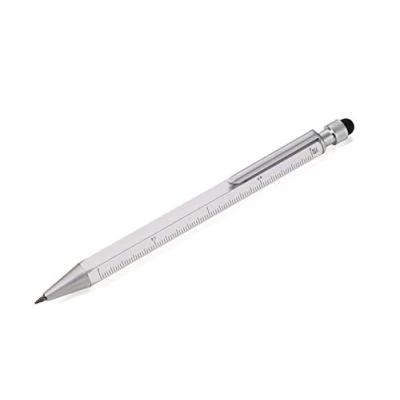 Abbildung von TROIKA CONSTRUCTION Multitasking Druck Bleistift PIP23/SI silber Zentimeter und Zoll Lineal 1:20 m 1:50 Skala