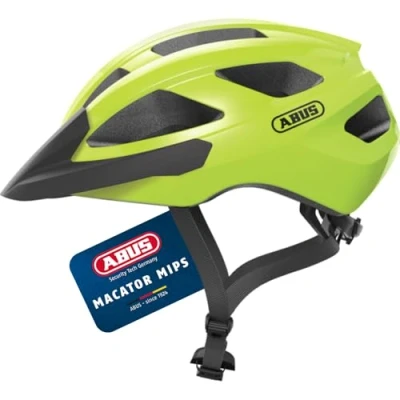 Abbildung von ABUS Rennradhelm Macator MIPS Fahrradhelm für Einsteiger mit Schirm geeignet Zopfträger/ innen Damen und Herren Gelb, Größe S