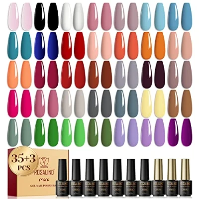 Abbildung von ROSALIND UV Nagellack Set, 35+3 Stück Gel Shellac Pastell Schwarz weiß Farbgel Gelnägel für Nagelstudio Design Starter Maniküre Geschenkset
