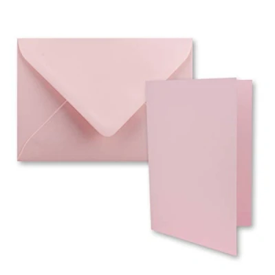 Abbildung von 10x DIN B6 Faltkarten Set mit Umschlägen in Rosa 120 x 170 mm ideal für Einladungskarten, Hochzeit, Taufe, Kommunion, Konfirmation Marke: FarbenFroh