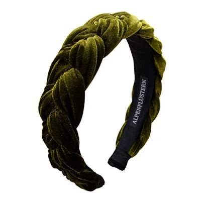 Abbildung von Alpenflüstern Trachten Haarreif Samt Flechtoptik Damen Haarschmuck rutschfest, Haarband geflochten fürs Dirndl (grün) ADV132