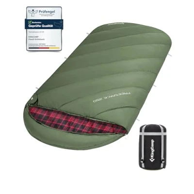 Abbildung von KingCamp Schlafsack,Schlafsack Winter, 4 Jahreszeiten Deckenschlafsacke Übergröße Baumwoll Flanell für Erwachsene Outdoor und Camping, Warm leicht,drinnen draußen, (Oliv)