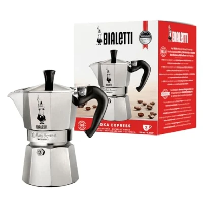 Abbildung von Bialetti Moka Express: Ikonische Espressomaschine für die Herdplatte, macht echten Italienischen Kaffee, Kanne 3 Tassen (130ml), Aluminium, Silber, Alu
