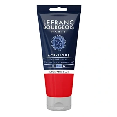Abbildung von Lefranc Bourgeois 300350 Fine Acrylfarbe Feurigrot, 80ml Tube, cremige auf Wasserbasis, schnell trocknend, lichtecht, wasserfest