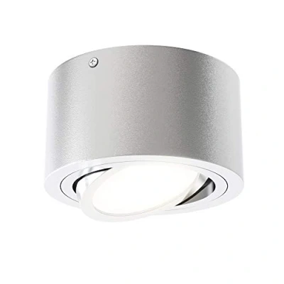 Abbildung von Briloner Leuchten LED Aufbauleuchte, Deckenlampe 5 W, Reflektor schwenkbar, 470 Lumen, 3.000 Kelvin, Silber, Ø 9cm, Silberfarbig