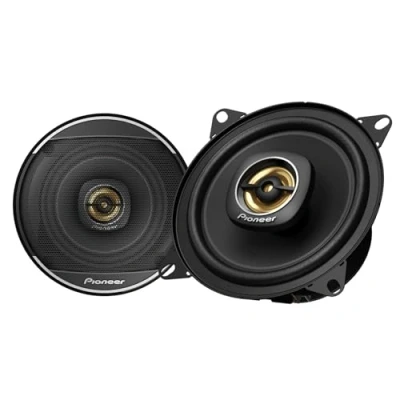 Abbildung von Pioneer TS A1081F 10 cm 2 Weg Koaxial Lautsprecher Set mit Lautsprechern (je 230 W max., 50 Sinus), kraftvoller Klang, hoher Wirkungsgrad, 43 mm Einbautiefe, 106 Einbauausschnitt, Gitter