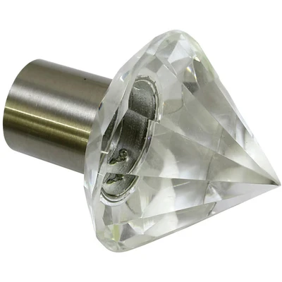Abbildung von GARDINIA Endknöpfe für Gardinenstangen, 2 x Endstück Edition Facette, Serie Chicago, Metall, Edelstahl Optik, Durchmesser 20 mm, Edelstahloptik