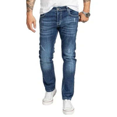 Abbildung von Rock Creek Herren Jeans Regular Fit Stretch Männerhose Herrenjeans Denim Hosen Herrenhose Straight Cut Stonewashed RC 2410 Blau W31 L32