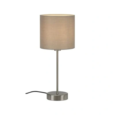 Abbildung von BRILONER Nachttischlampe mit Lampenschirm aus Stoff, Ein /Ausschalter, E14 Fassung, max. 25 Watt, Tischlampe, Lampe, Schreibtischlampe, Tischleuchte, Bürolampe, Leselampe Bett, 38,5x16 cm, Taupe