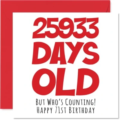 Abbildung von Geburtstagskarte zum 71. Geburtstag Männer und Frauen 25933 Tage alt lustige Erwachsene Seventy One First Karte Bruder Schwester Oma Großvater Mutter Vater 145 mm x