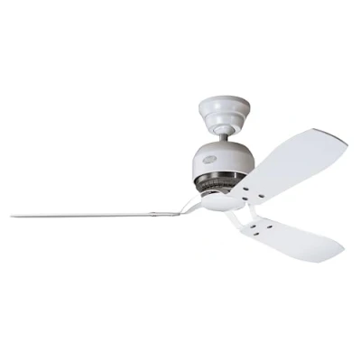 Abbildung von HUNTER FAN Deckenventilator Industrie II 132 cm für den Innenbereich, mit Wandsteuerung und 3 austauschbaren Flügeln in Farben Weiß Ahorn, optimal Sommer Winter, Modell 24547