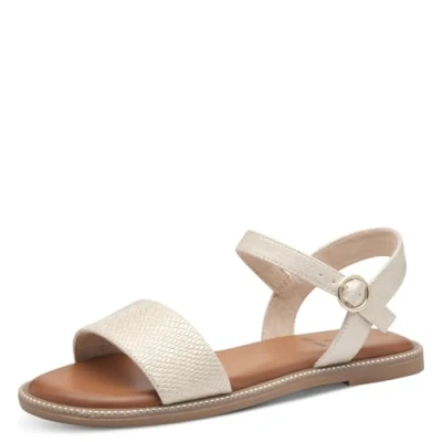 Abbildung von s.Oliver Damen Sandalen flach mit verstellbarem Riemchen Vegan, Gold (Champagne Snak), 40 EU