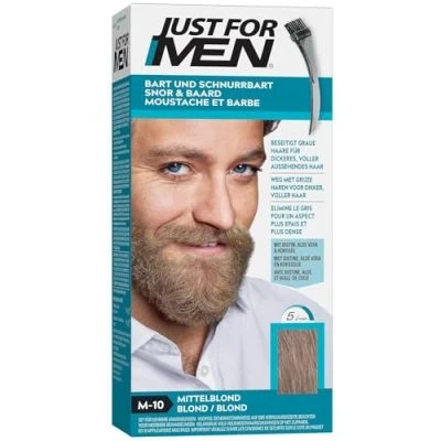 Abbildung von Just For Men Schnurrbart &amp; Bart, Bart Farbe, Tönung, Bartfarbe, Eliminiert Graue Haare Für Ein Volleres Aussehen, Mit Applikatorpinsel, Farbe Blond, M10