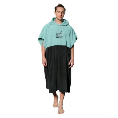 Abbildung von Vulken Bademantel mit Kapuze, Surfponcho für Umziehen Öffentlichkeit Herren Männer L/XL Groß Petrol