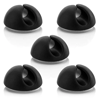 Abbildung von deleyCON 5x Kabel Clips Kabelhalter Kabelführung Fixierung Organizer für bis 8mm Kabelklemmen Kabelbefestigung Management Schwarz