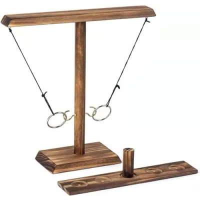 Abbildung von GERUI Ring Toss Game, Tischplatten Ringwurfspiele,Handgemachte hölzerne Ringwurfhaken, Premium Ringwurfspiel für Kinder und Erwachsene