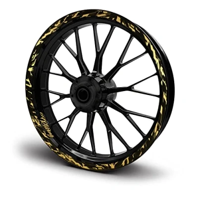 Abbildung von 16 teiliges Set Felgenrandaufkleber Sticker für Motorrad Auto Felgen Future Design Komplett Felgenaufkleber 15&quot; 16&quot; 17&quot; 18&quot; 19 Zoll MR017 (Gold Metallic, Matt)