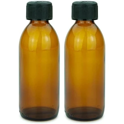 Abbildung von mikken 2 braune Glasflaschen 200 ml mit Schraubverschluss