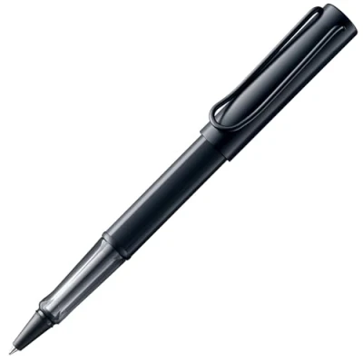 Abbildung von Lamy AL star black Tintenroller leichter Stift mit transparenten, ergonomischen Griff &amp; Strichbreite M Gehäuse aus Aluminium Tintenrollermine 63 in schwarz