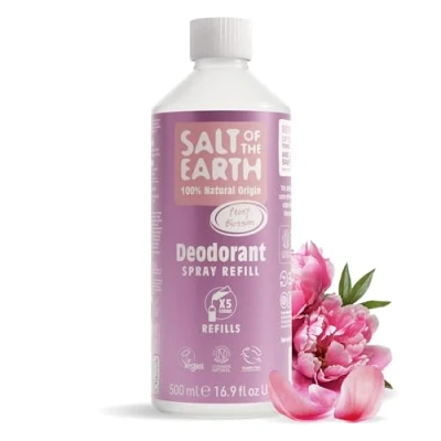 Abbildung von Salt Of The Earth Natürliches Deospray Nachfüllpack, Pfingstrosenblüte Vegan, Langanhaltender Schutz, Ohne Tierversuche 500 ml