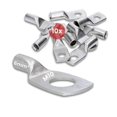 Abbildung von 10 Stück Kalitec HR6 Handelsübliche Rohrkabelschuhe 6mm² M10 I ohne Sichtloch Made in Germany