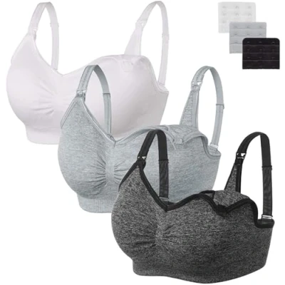 Abbildung von HBselect 3 Pcs Schwangerschafts Still BH Nahtloser mit zusätzlichen Verlängerungen Stillen und Schlaf Ohne Bügel für Damen