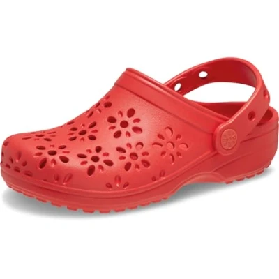 Abbildung von Crocs Unisex Kinder Classic Floral Cut Out Clog K Holzschuh, Cherry Red, 34/35 EU