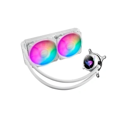 Abbildung von ASUS ROG STRIX LC II 240 ARGB White Edition All in One Flüssig CPU Wasserkühlung (Aura Sync, zwei adressierbare 120mm RGB Lüfter)