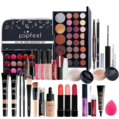 Abbildung von FantasyDay Multifunktions Exquisite Make up Geschenkset Kosmetik Schmink Kit für Gesicht, Augen und Lippen Makeup Paletten Schminkkoffer mit Lidschatten Palette, Lippenstift, Rouge, Mascara, Pinsel