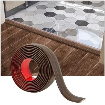 Abbildung von Art3d Selbstklebender Vinylbodenübergangsstreifen 1m Laminatbodenstreifen flacher Bodentrennstreifen zum Verbinden von Bodenlücken Teppichschwellenübergang Fliesenboden 122x4x0,3cm braun