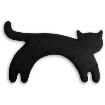Abbildung von LESCHI Wärmekissen Körnerkissen für Mikrowelle Tier Katze Schwarz anschmiegsames Nackenkissen mit Bio Weizen ideal als Wärmespender im Winter und bei Verspannungen an Nacken Schulter Hals