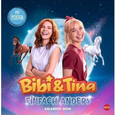 Abbildung von Bibi und Tina Film Broschurkalender 2024. Wandkalender mit zauberhaften Filmausschnitten aus &quot;Einfach anders&quot;. Kalender für Kinder 2024 Poster zum Heraustrennen. 30 x cm.