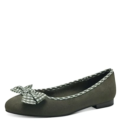 Abbildung von MARCO TOZZI Damen Ballerinas Flach mit Schleife, Grün (Khaki Comb), 40